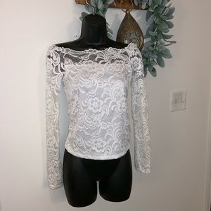 White Lace Off the Shoulder Top